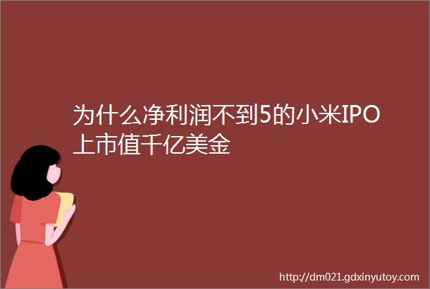 为什么净利润不到5的小米IPO上市值千亿美金